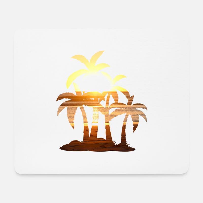 Sonnenuntergang Palmen Sommer - Mousepad (Querformat) - Weiß