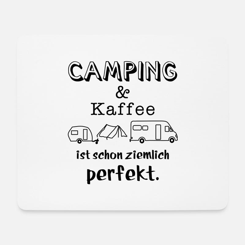 camping und kaffee - Mousepad (Querformat) - Weiß