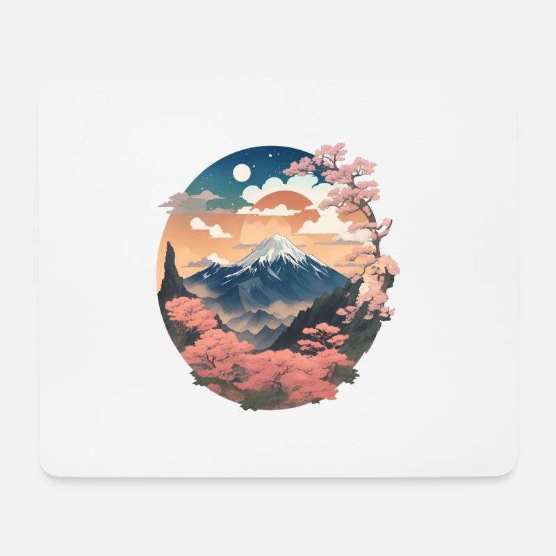 japanische Berglandschaft - Mousepad (Querformat) - Weiß