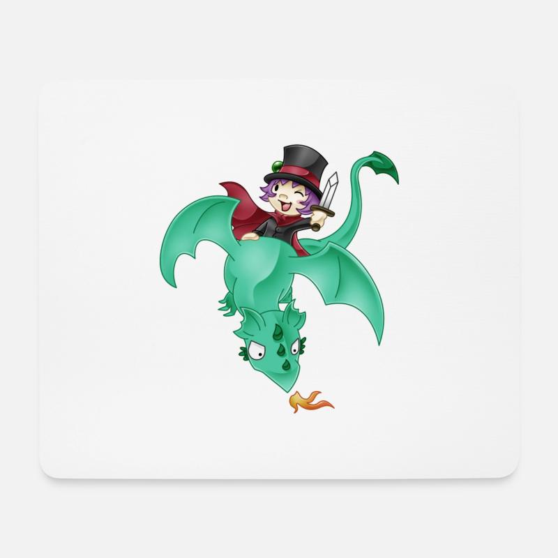 Meo und der Drache - Mousepad (Querformat) - Weiß