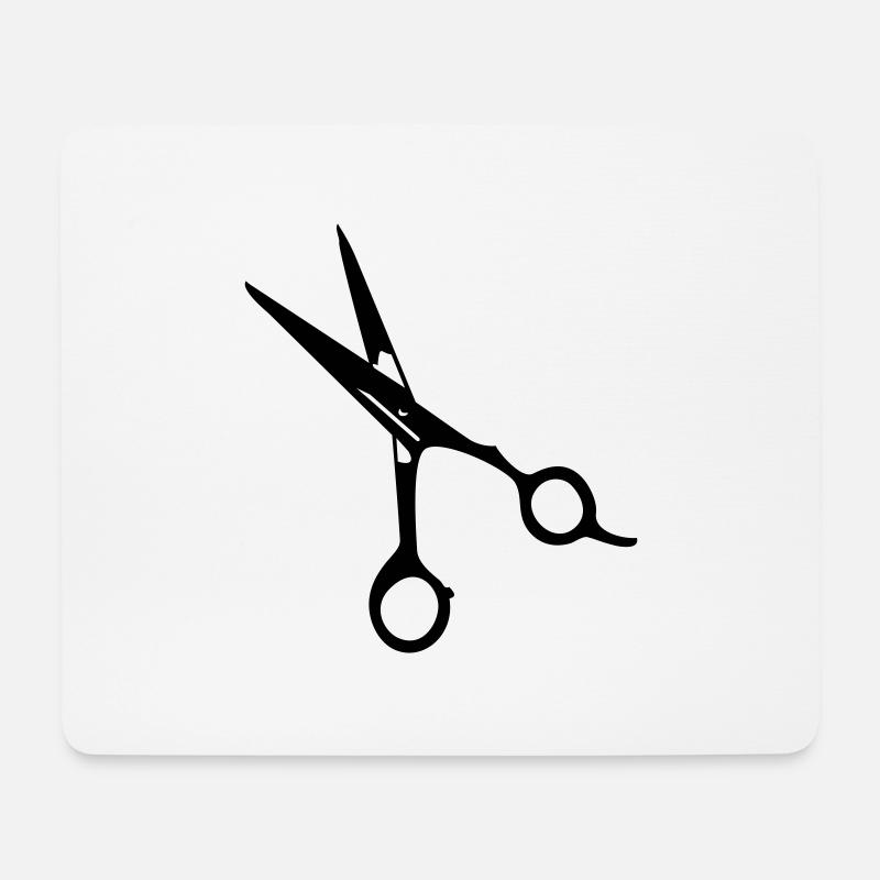 Frisör-Schere / barber scissors (1c) - Mousepad (Querformat) - Weiß