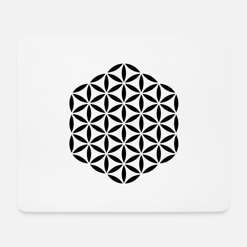 flower_of_life_stamp_hexagon_5x5 - Mousepad (Querformat) - Weiß