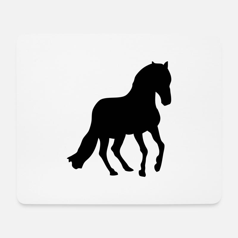 Pferd Pferd Silhouette Schatten shadow9 - Mousepad (Querformat) - Weiß