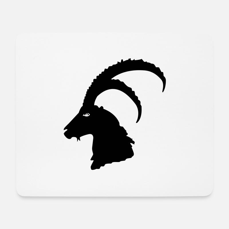 Steinbock - Mousepad (Querformat) - Weiß
