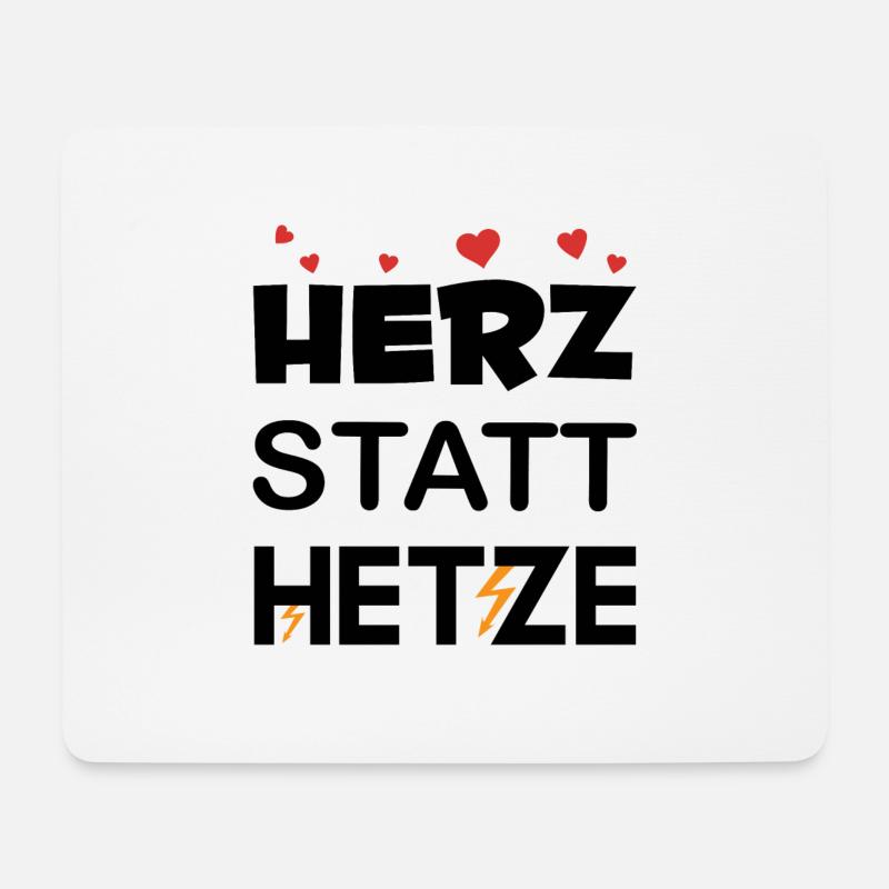 Herz statt Hetze! Stop Rassismus, Stop Hass - Mousepad (Querformat) - Weiß