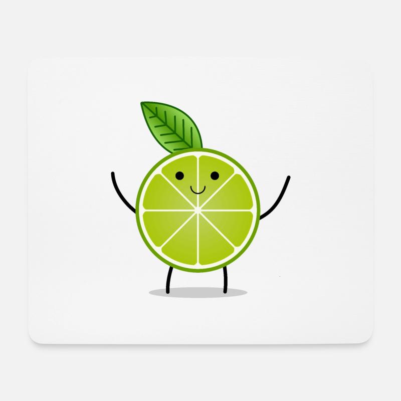 Limette mit gesicht und armen Kindermotiv Geschenk - Mousepad (Querformat) - Weiß