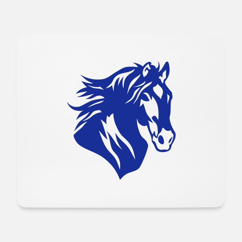 Pferd Silhouette Pferdekopf Kopf 1306 - Mousepad (Querformat) - Weiß