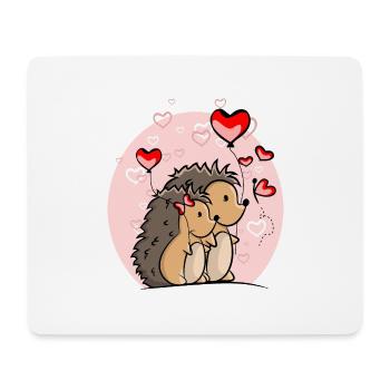 Hedgehog Couple Love with Hearts and Balloons - Mouse Pad (horizontal) - white - Front