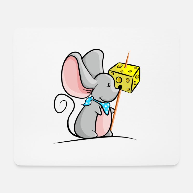 Maus mit Käse - Mousepad (Querformat) - Weiß