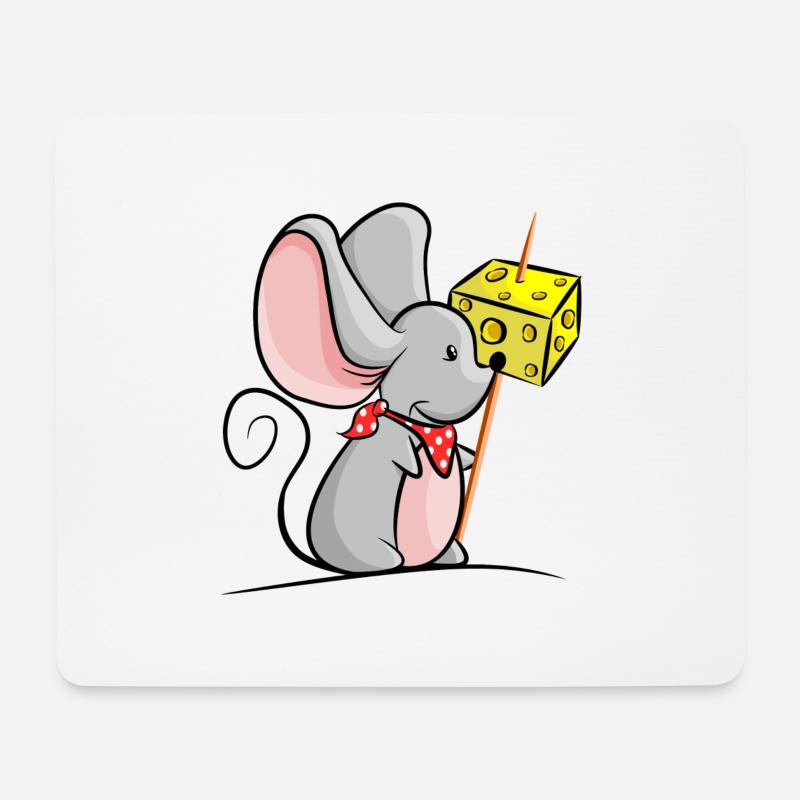 Mouse with cheese - Mouse Pad (horizontal) - white