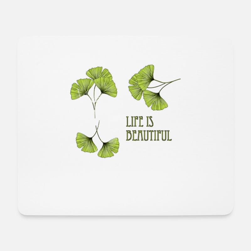 Gingko, Leben, Schönheit, - Mousepad (Querformat) - Weiß