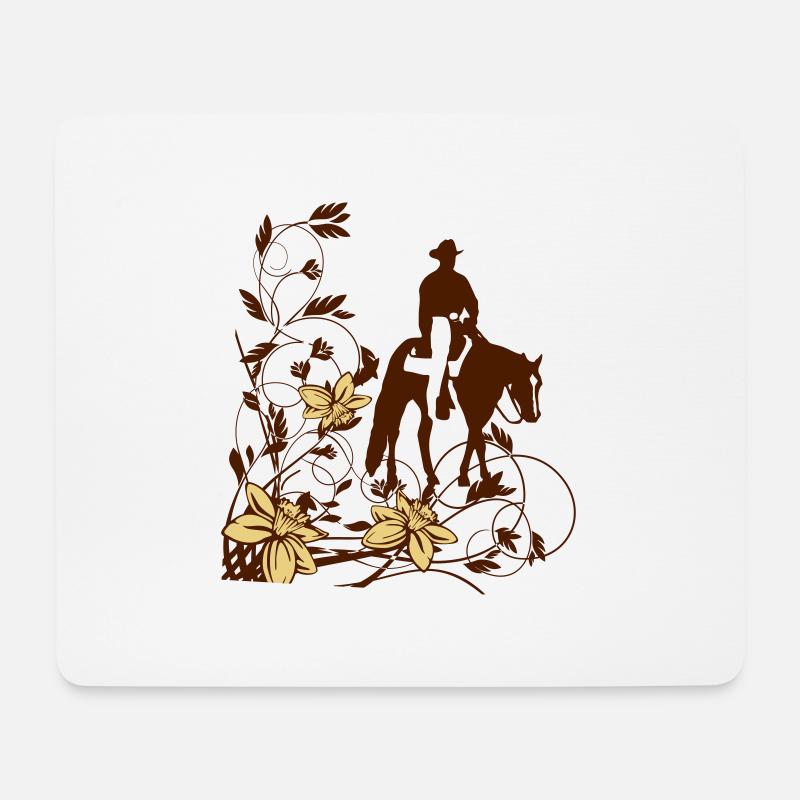 westernreiter blumen - Mousepad (Querformat) - Weiß