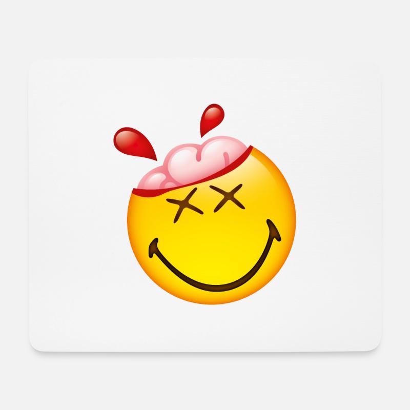 Smiley Glossy Happy Brain - Tappetino per mouse (orizzontale) - bianco