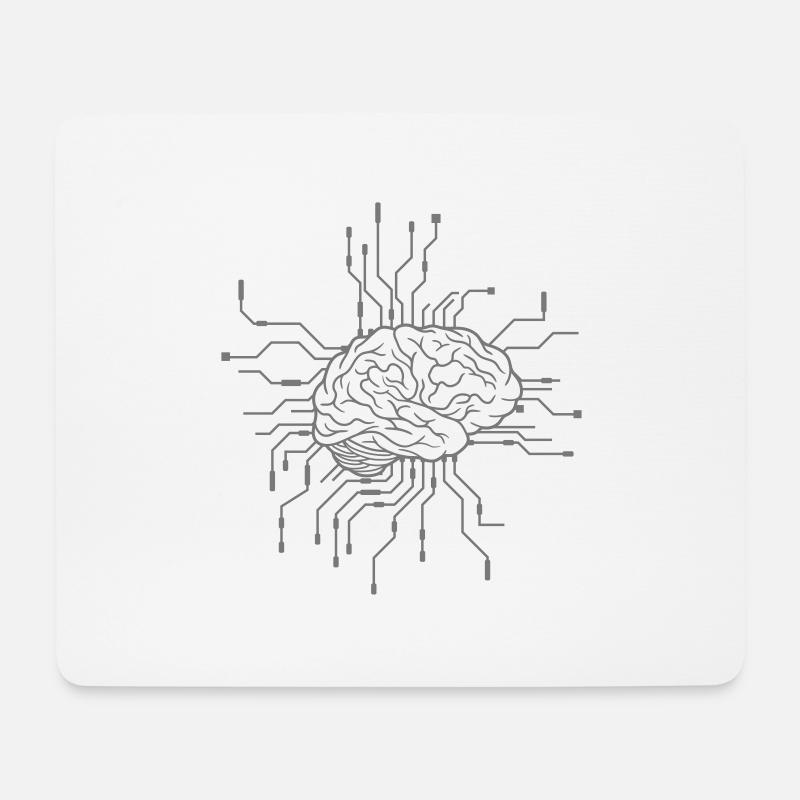Cyborg Gehirn Design - Mousepad (Querformat) - Weiß