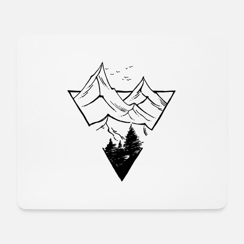 Dreieck, Berge & Wald - Mousepad (Querformat) - Weiß