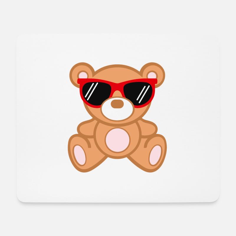 Teddy Cool 😎🐻 - süßer Teddybär mit Sonnenbrille - Mousepad (Querformat) - Weiß