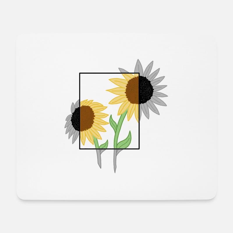 Sonnenblume Grau&Farbe - Mousepad (Querformat) - Weiß