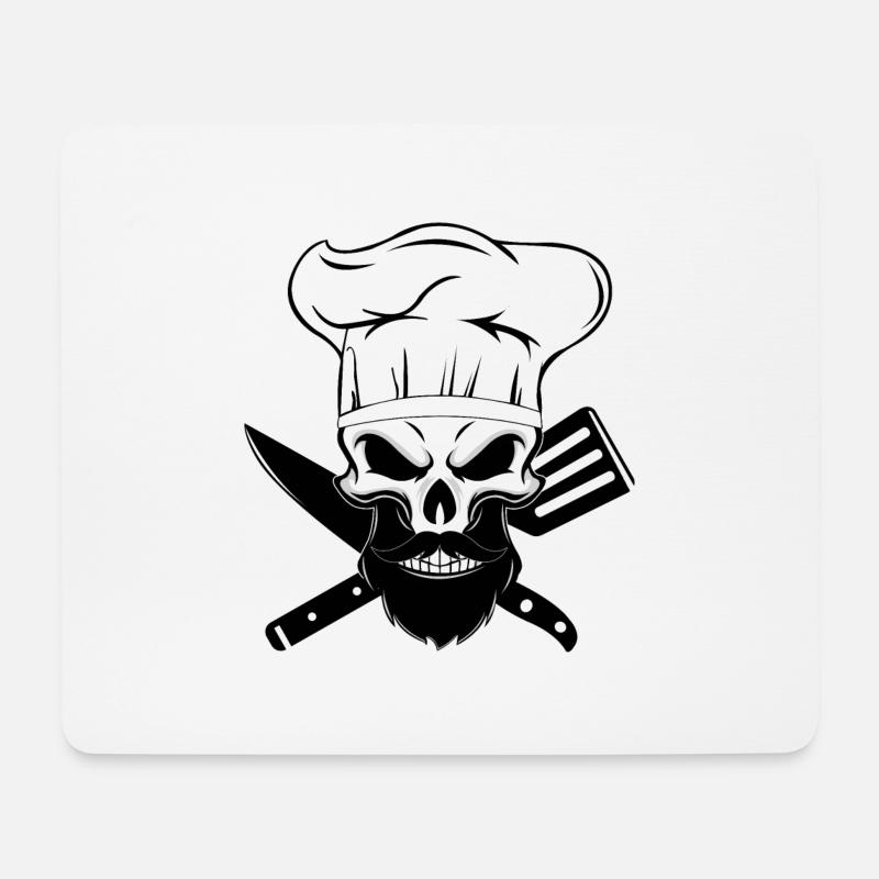 koch bart skelett backen bärtig menschliches chef - Mousepad (Querformat) - Weiß