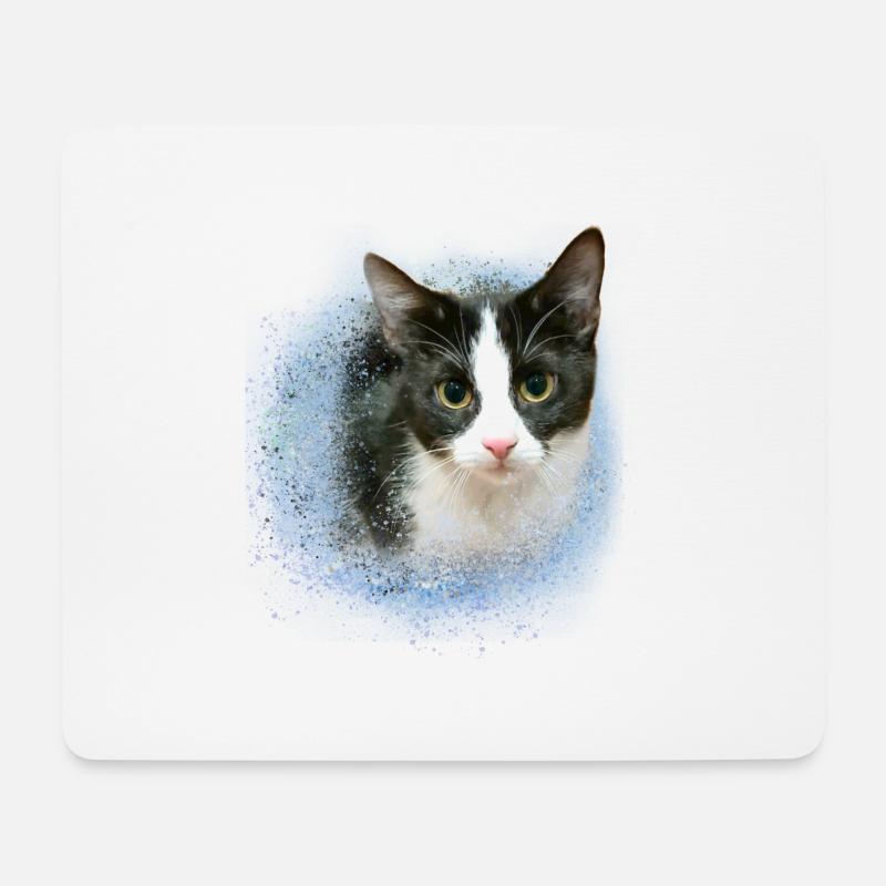 Britishkurzhaar,hauskatze,katze,schwarz-weiss - Mousepad (Querformat) - Weiß
