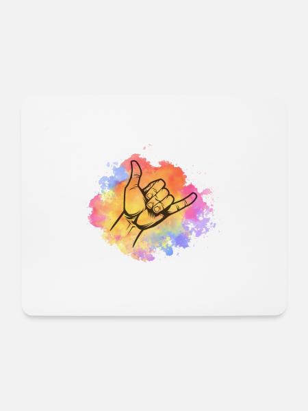 Shaka Gruß Handzeichen - Mousepad (Querformat) - Weiß