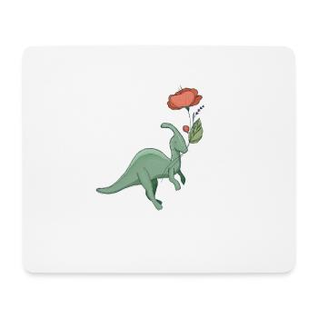 sweet dinosaur with flower - Mouse Pad (horizontal) - white - Front