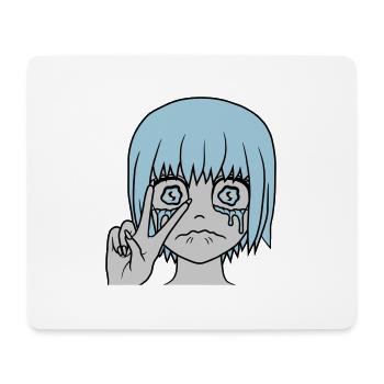 Victory hand sign crying girl - Mouse Pad (horizontal) - white - Front