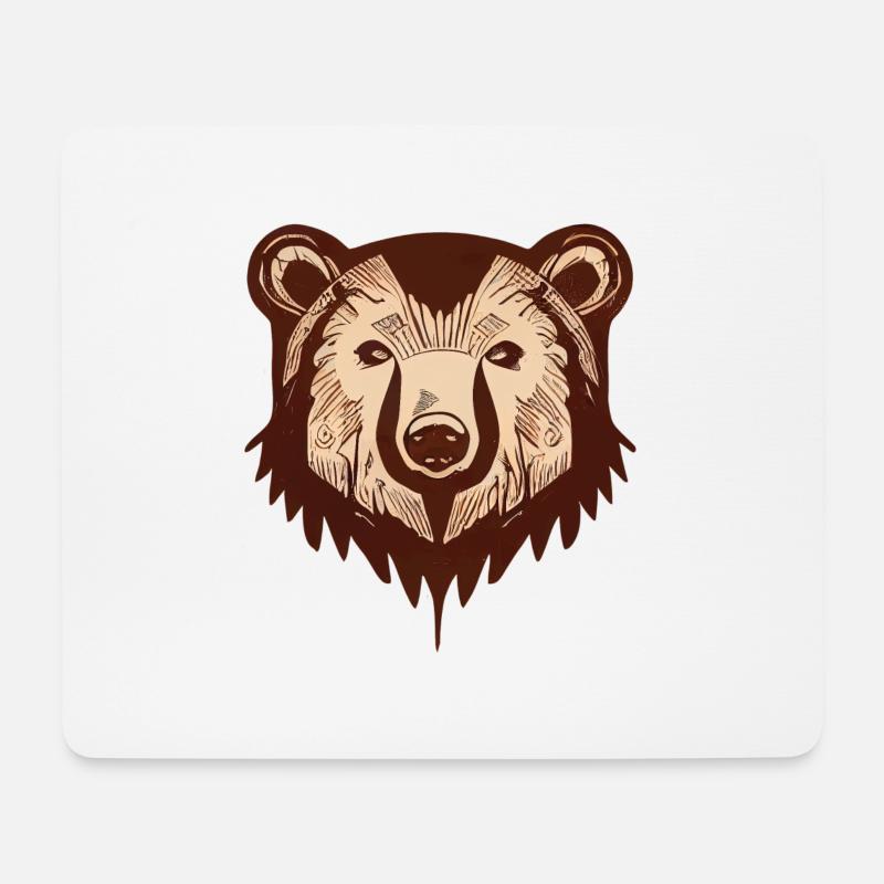 Braunbär - Mousepad (Querformat) - Weiß