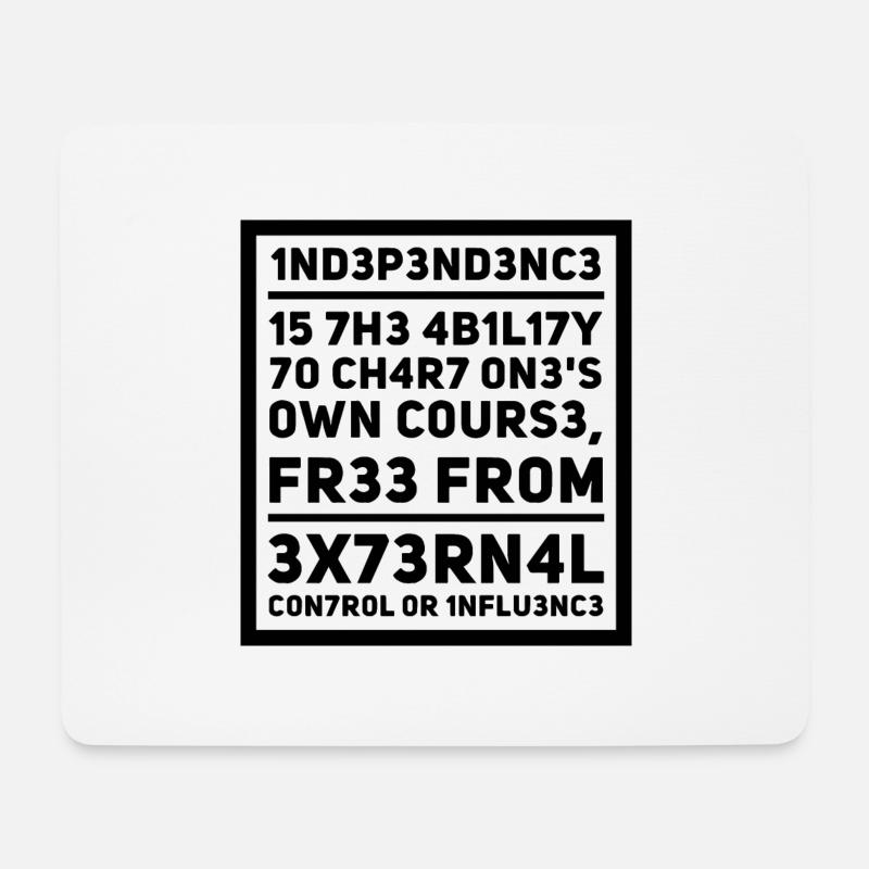 Unabhängigkeit L337 Leetspeak Spruch - Mousepad (Querformat) - Weiß