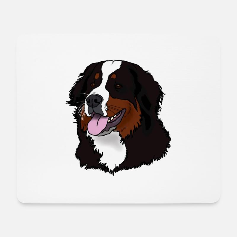 Berner Sennenhund Kopf - Mousepad (Querformat) - Weiß