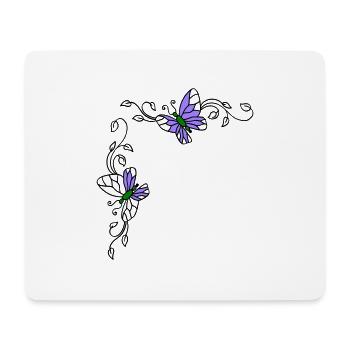 Schmetterlinge mit Blumenranken - Mousepad (Querformat) - Weiß - Vorne