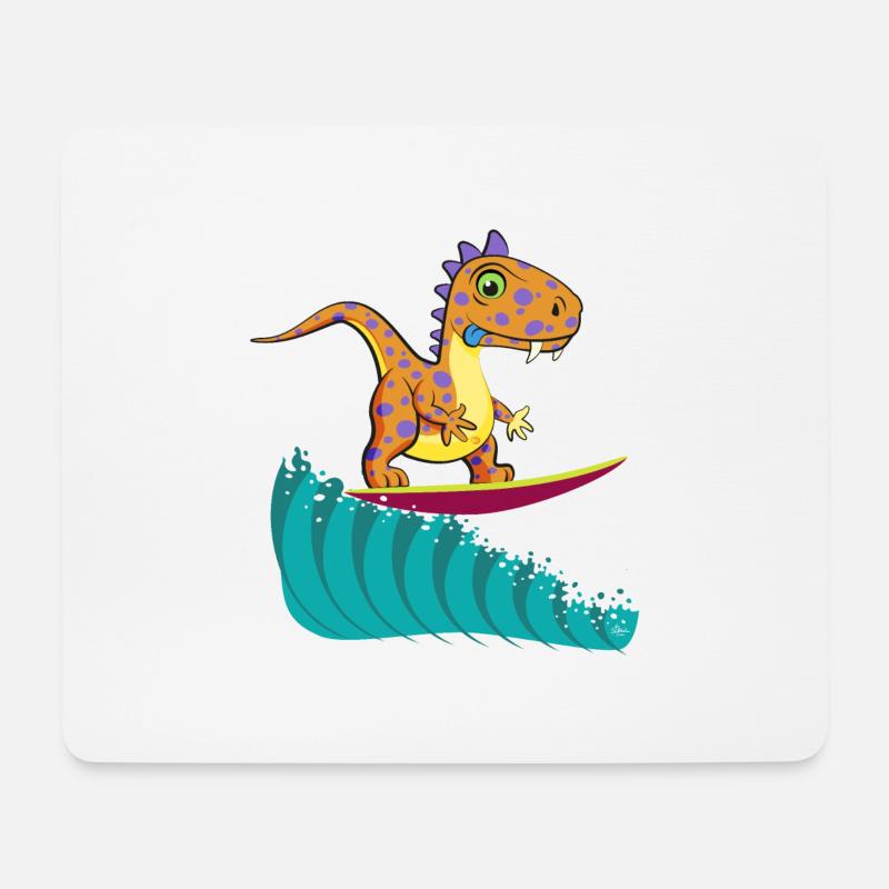 Dino Surf Cool #2 - Mousepad (Querformat) - Weiß