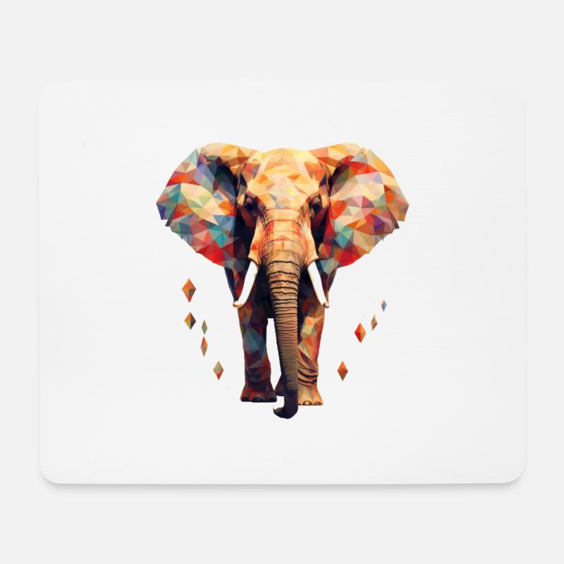 Éléphant géométrique - Tapis de souris (format paysage) - blanc