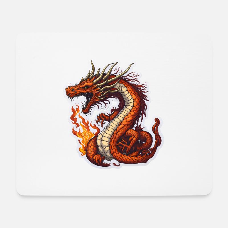 Drache Drachen Feuerdrache Cool - Mousepad (Querformat) - Weiß