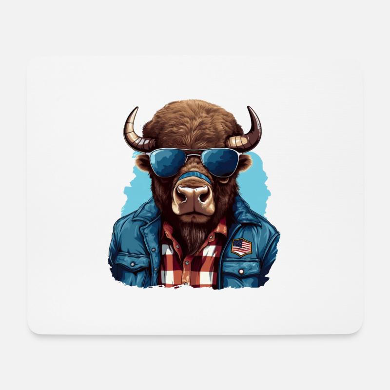 Amerikanischer Bison im Streetstyle-Stil - Mousepad (Querformat) - Weiß
