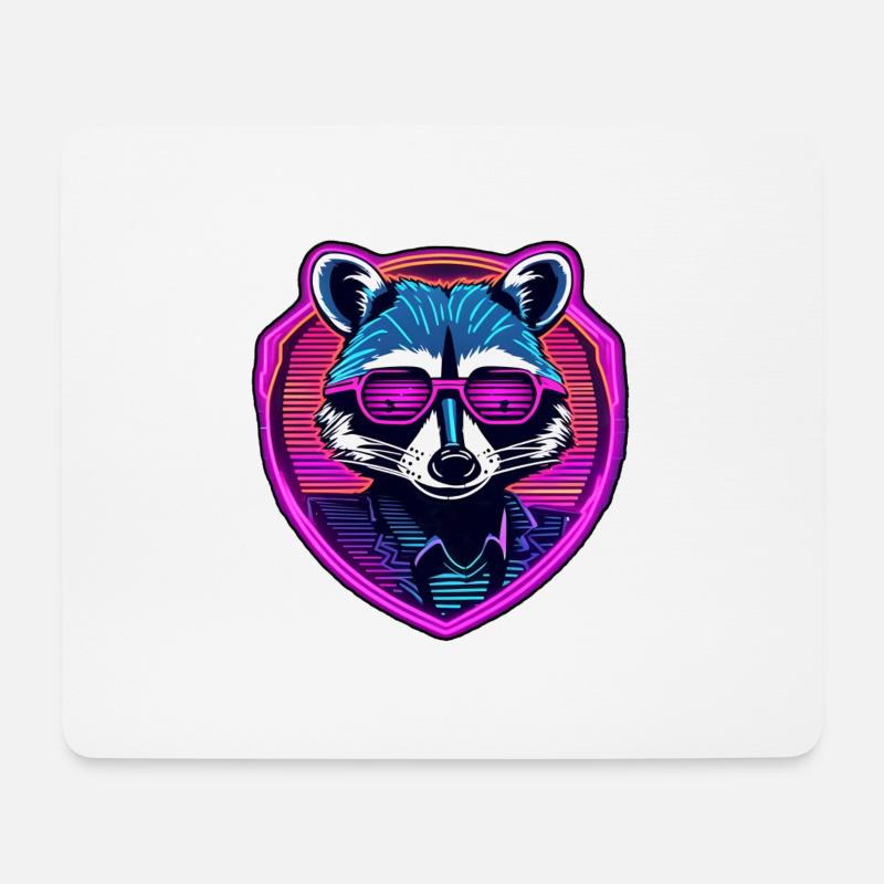 Disco Waschbär / Neon / Tier / Zoo / Raccoon - Mousepad (Querformat) - Weiß
