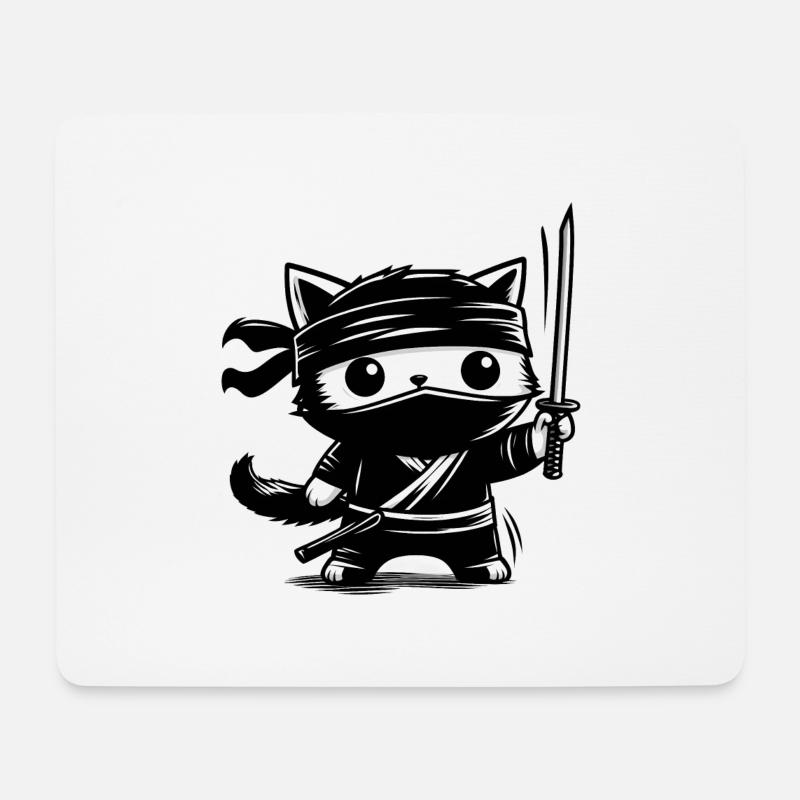 Ninja Katze - Mousepad (Querformat) - Weiß