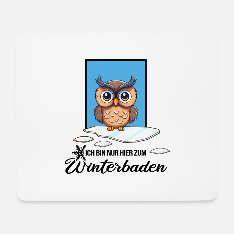 Eisbaden Winterschwimmen Eule Winterbad - Mousepad (Querformat) - Weiß