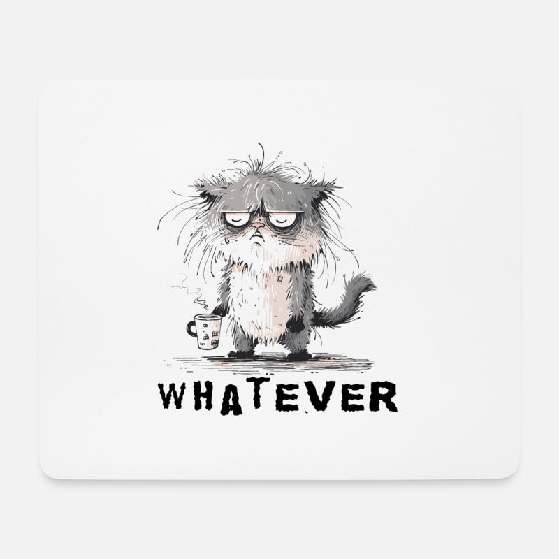 Chat grincheux - Tapis de souris (format paysage) - blanc
