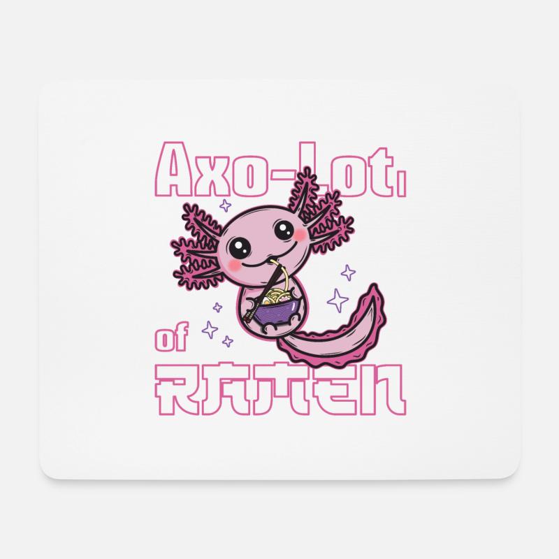 Axolotl isst Ramen - Mousepad (Querformat) - Weiß