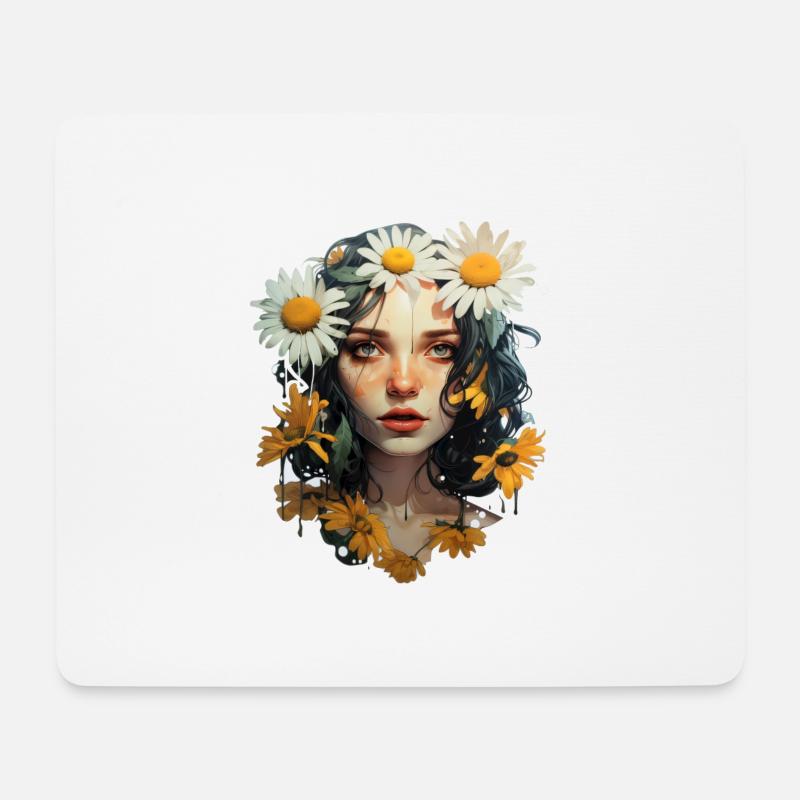 Margeriten Mädchen - Mousepad (Querformat) - Weiß