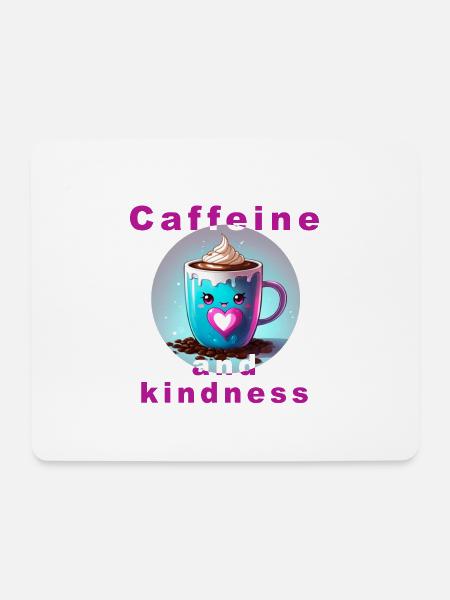 Liebevolle Kaffeetasse mit Botschaft "Koffein und Verwandtschaft" - Mousepad (Querformat) - Weiß