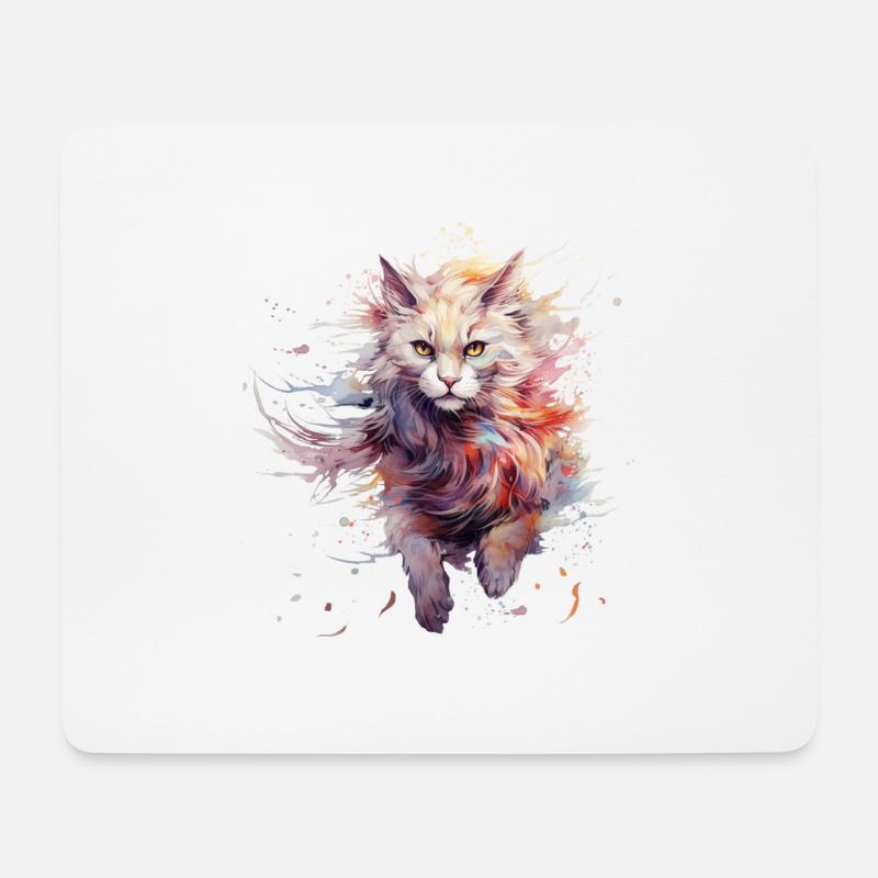 Furchtlose Katze - Mousepad (Querformat) - Weiß
