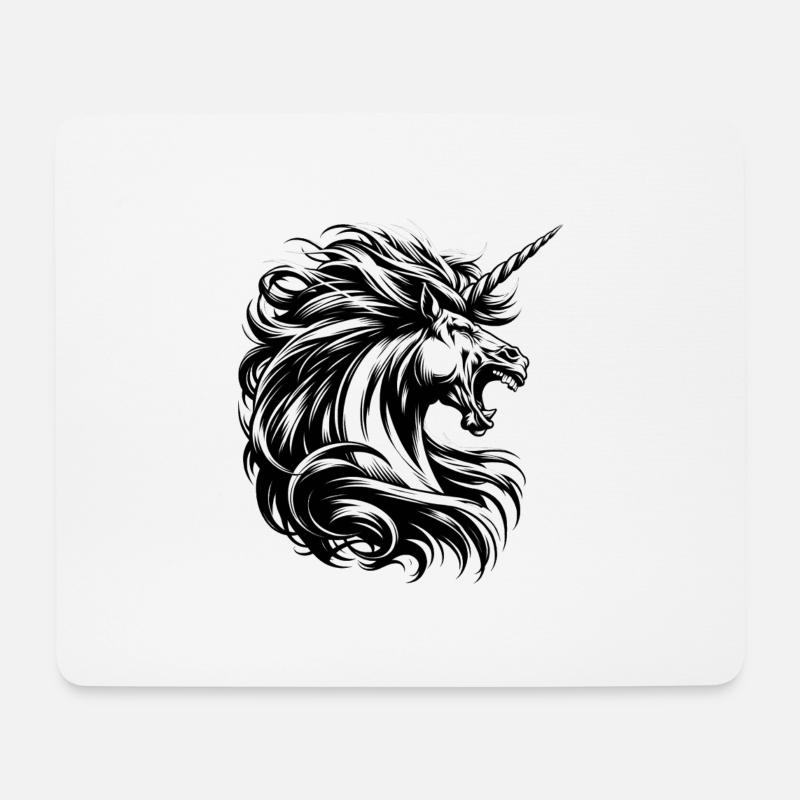 Brüllendes Einhorn - Mousepad (Querformat) - Weiß