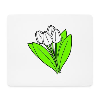 White Tulips Bouquet Spring Summer Flowers - Mouse Pad (horizontal) - white - Front