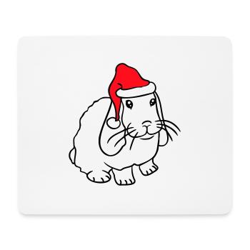 Lapin Père Noël Père Noël Chapeau Chapeau Cadeau - Tapis de souris (format paysage) - blanc - Devant