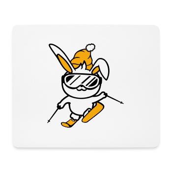 Hase Skibrille Skihase Skifahren Ski Brille Mütze - Mousepad (Querformat) - Weiß - Vorne