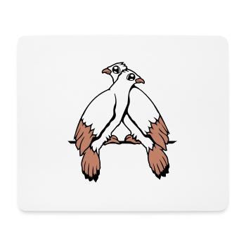 2 Tauben Vögel zwei Freunde sitzten Kabel Paar - Mousepad (Querformat) - Weiß - Vorne