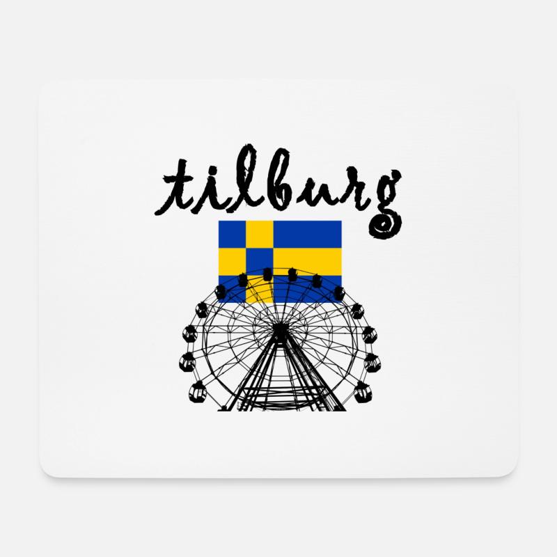tilburg messe, Riesenrad mit Flagge - Mousepad (Querformat) - Weiß