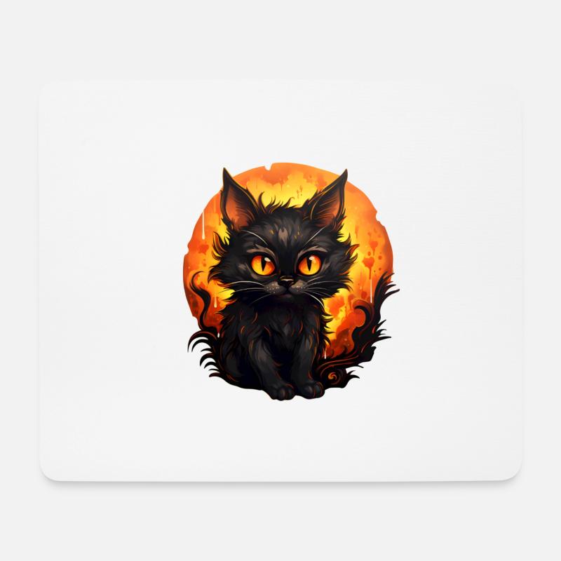 Halloween Kater - Mousepad (Querformat) - Weiß