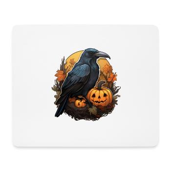 Krähe mit Kürbis Halloween 2 - Mousepad (Querformat) - Weiß - Vorne